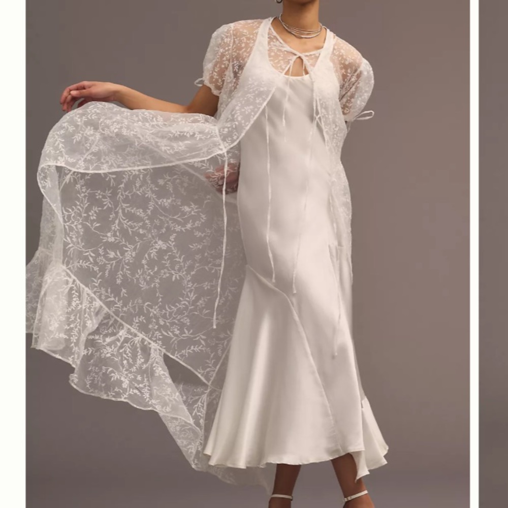 By Anthropologie Sheer Organza Maxi Dress White